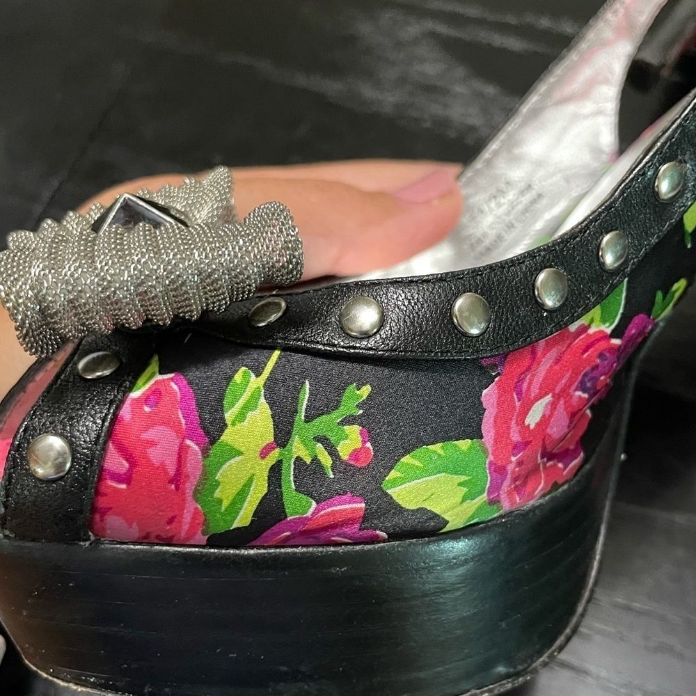 Betsey Johnson platform peep toe floral pumps 7.5 - Picture 6 of 10